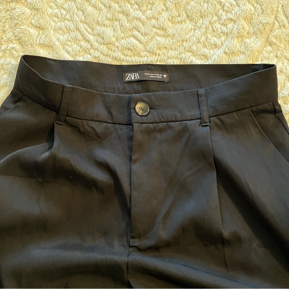 Zara Black high waisted , wide leg trousers